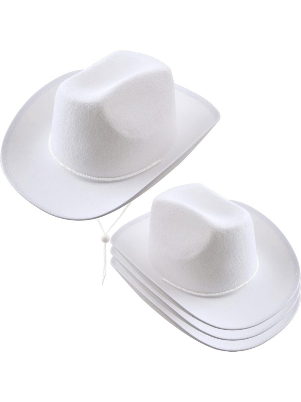 Kids White Plain Felt Western Plain Cowboy Cowboy Hat 4 Pack for Cosplay